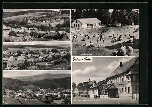 AK Erlau /Thür., Schwimmbad, Gasthaus zur Grünen Linde