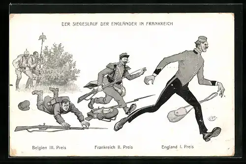 AK Der Siegeslauf der Engländer in Frankreich, Propaganda 1. Weltkrieg