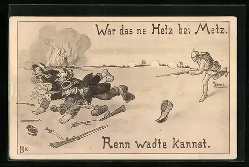 AK War das `ne Hetz bei Metz, Propaganda 1. Weltkrieg