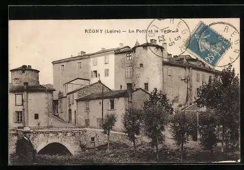 AK Régny, Le Pont et la Tour