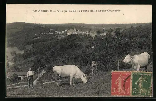 AK Le Cergne, Vue prise de la route de la Croix-Couverte