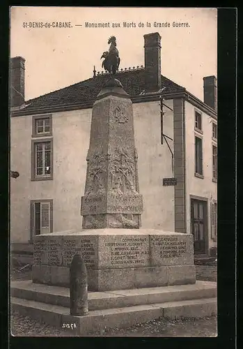 AK St-Denis-de-Cabane, Monument aux Morts de la Grande Guerre