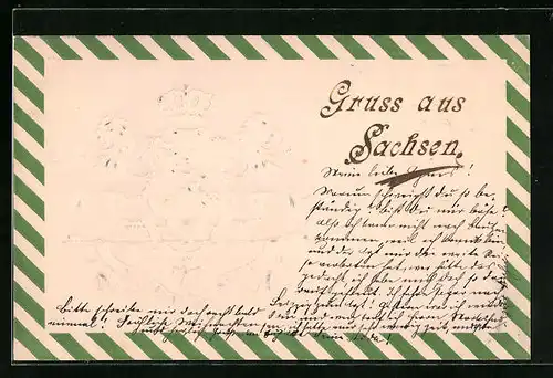 Präge-AK Wappen des sächsischen Adelshauses