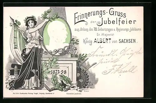 Präge-AK Jubiläum zum 70. Geburtstag von König Albert von Sachsen
