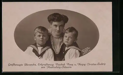 AK Grossherzogin Alexandra, Erbgrossherzog Friedrich Franz u. Herzog Christian Ludwig von Mecklenburg-Schwerin