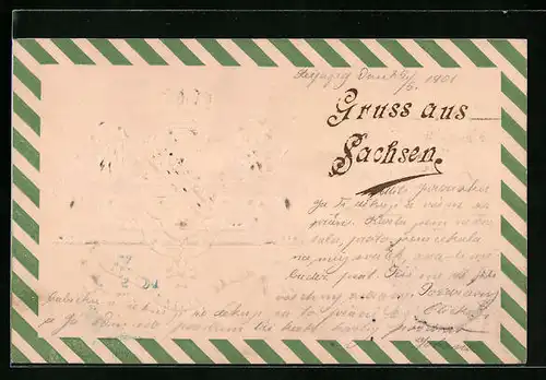 Präge-AK Wappen von Sachsen