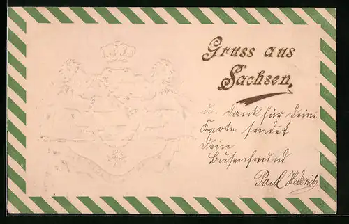 Präge-AK Wappen von Sachsen