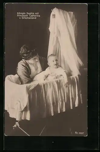 AK Königin Sophia mit Prinzessin Catharina von Griechenland