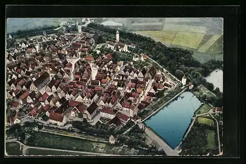 AK Dinkelsbühl, Fliegeraufnahme der Ortschaft, Zeppelin