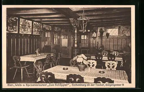 AK Rothenburg ob der Tauber, Restaurant zum Schöppler, Galgengasse 14