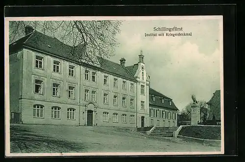 AK Schillingsfürst, Institut mit Kriegerdenkmal