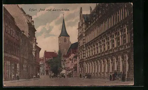AK Erfurt, Post und Lorenzkirche