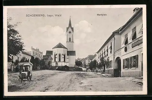 AK Schönberg, Marktplatz mit Kirche