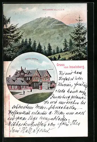 AK Inselsberg, Totalansicht und Hotel Gotha