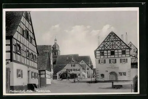 AK Merkendorf, Marktplatz mit Fachwerkhäusern