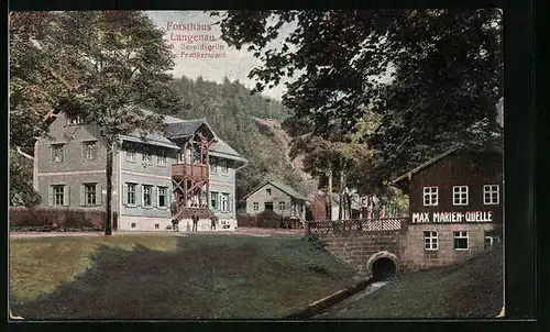 AK Langenau b. Geroldsgrün, Forsthaus und Max Marien-Quelle