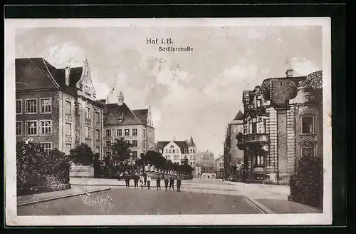 AK Hof i. B., Kreuzung an der Schillerstrasse