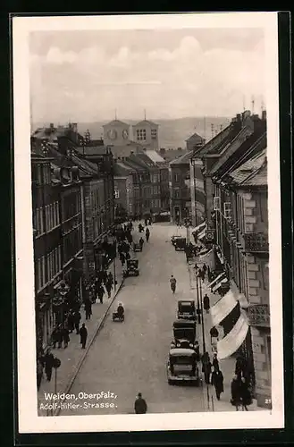 AK Weiden /Obpf., Strasse aus der Vogelschau