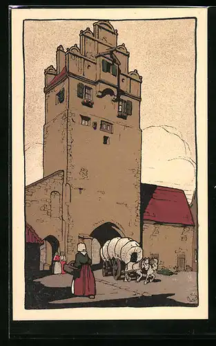 Steindruck-AK Dinkelsbühl, Nördlinger-Tor