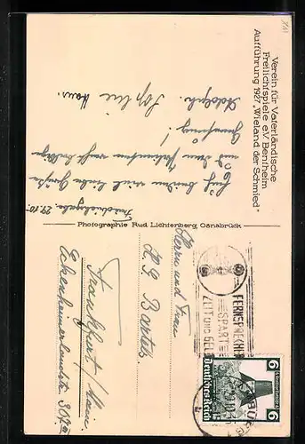 AK Bentheim, Verein für Vaterländische Freilichtspiele e.V., Aufführung Wieland der Schmied 1927