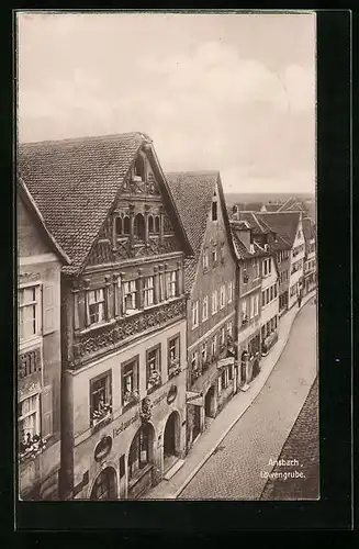 AK Ansbach, Restaurant Löwengrube aus der Vogelschau
