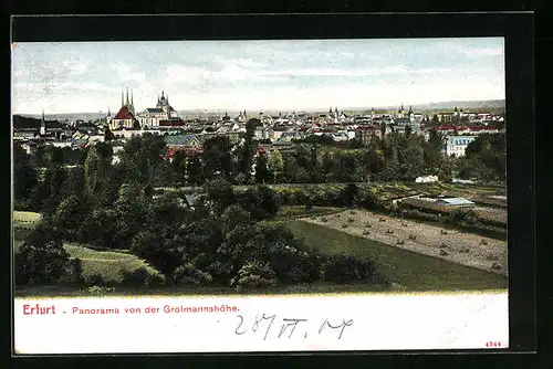 AK Erfurt, Panorama von der Grolmannshöhe