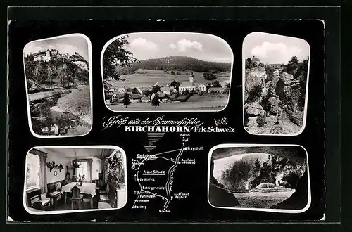 AK Kirchahorn /Fränk. Schweiz, Ortsansicht, Gasthof Fränkische Schweiz