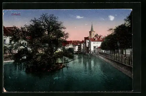 AK Erfurt, Teilansicht vom Wasser aus