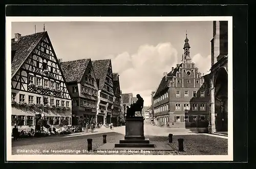 AK Dinkelsbühl, Marktplatz und Hotel gold`ne Rose