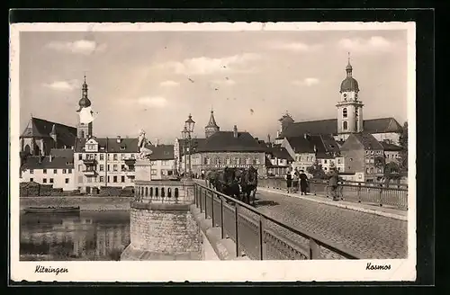 AK Kitzingen, Stadtblick mit Brücke