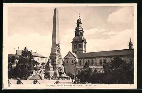 AK Worms, Ludwigsdenmkal u. Martinskirche