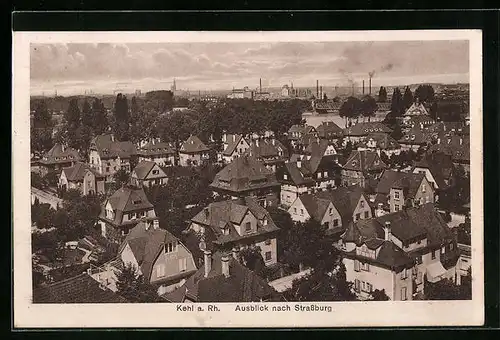 AK Kehl am Rhein, Ausblick nach Strassburg