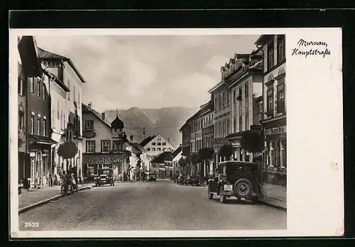 AK Murnau, Hauptstrasse mit Autos