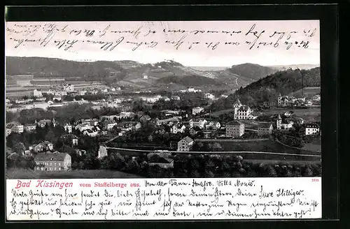 AK Bad Kissingen, Blick auf Stadt vom Staffelberg aus