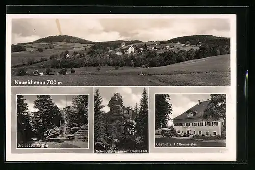 AK Neureichenau, Gasthof zum Hüttenmeister, Schlageterfelsen am Dreisessel
