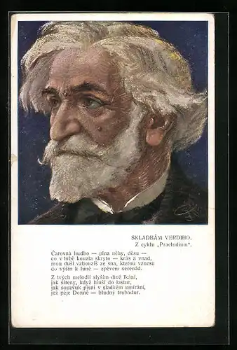 Künstler-AK des Komponisten Verdi im Profil