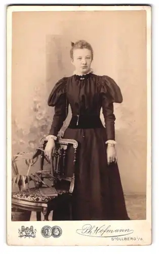 Fotografie Ph. Hofmann, Stollberg i /S., Junge Dame im Kleid