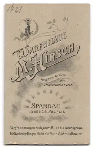 Fotografie M. Hirsch, Spandau, Breite Strasse 26, Junge Frau in tailliertem Kleid