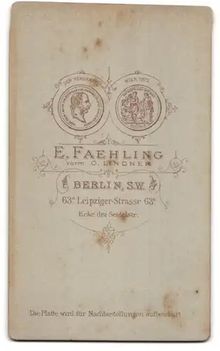 Fotografie E. Faehling, Berlin S.W., Leipziger-Strrasse 63a, Älterer Mann mit Vollbart