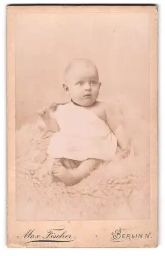 Fotografie Max Fischer, Berlin N., Invalidenstrasse 164, Baby auf Fell