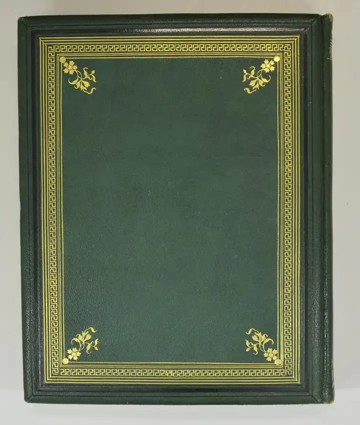 Fotoalbum im grünen Ledereinband, Album Familie Franz Schneibel 1883, 14 Goldschnittseiten für Kabinett und CDV-Fotos 3