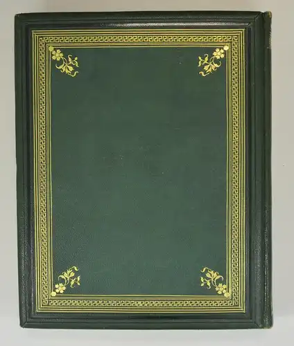 Fotoalbum im grünen Ledereinband, Album Familie Franz Schneibel 1883, 14 Goldschnittseiten für Kabinett und CDV-Fotos