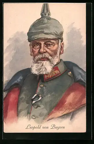 Künstler-AK Prinz Leopold von Bayern mit Pickelhaube