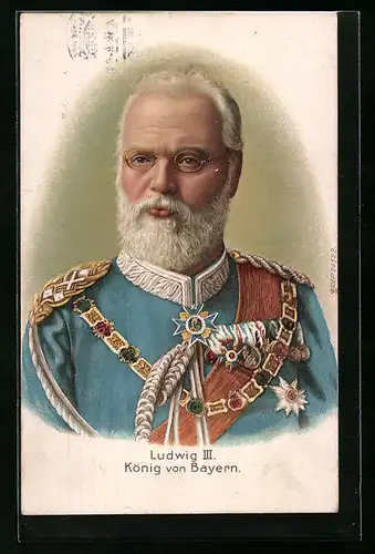 Künstler-AK König Ludwig III. von Bayern in Gala-Uniform