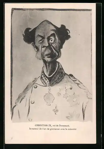 Künstler-AK Karikatur des Königs Christian IX. von Dänemark
