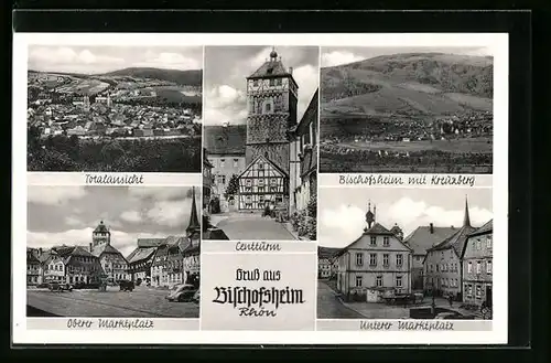 AK Bischofsheim /Rhön, Totalansicht, Oberer und Unterer Marktplatz