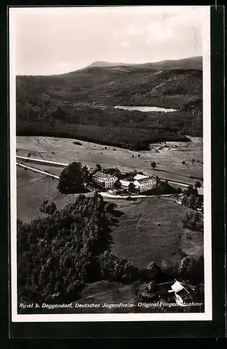 AK Rusel b. Deggendorf, Deutsches Jugendheim - Original-Fliegeraufnahme