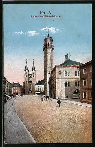 AK Hof / Saale, Rathaus und Michaeliskirche
