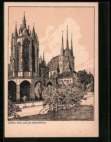 Künstler-AK Erfurt, Dom und St. Severikirche