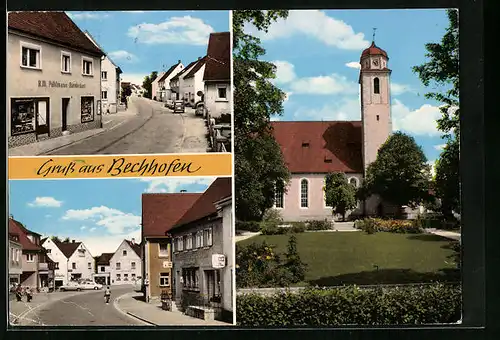 AK Bechhofen, Kirche und Einkaufsstrasse